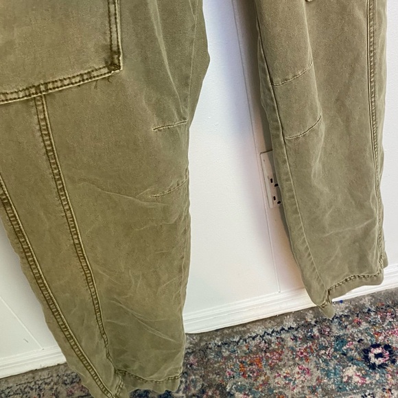 Free People Size Medium Go West Utility Jumpsuit Overalls Army Sage Green Grunge - Picture 8 of 16